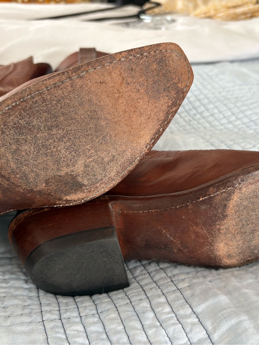 Lucchese Chestnut Brown Leather Cowboy Boots - Picture 8 of 10
